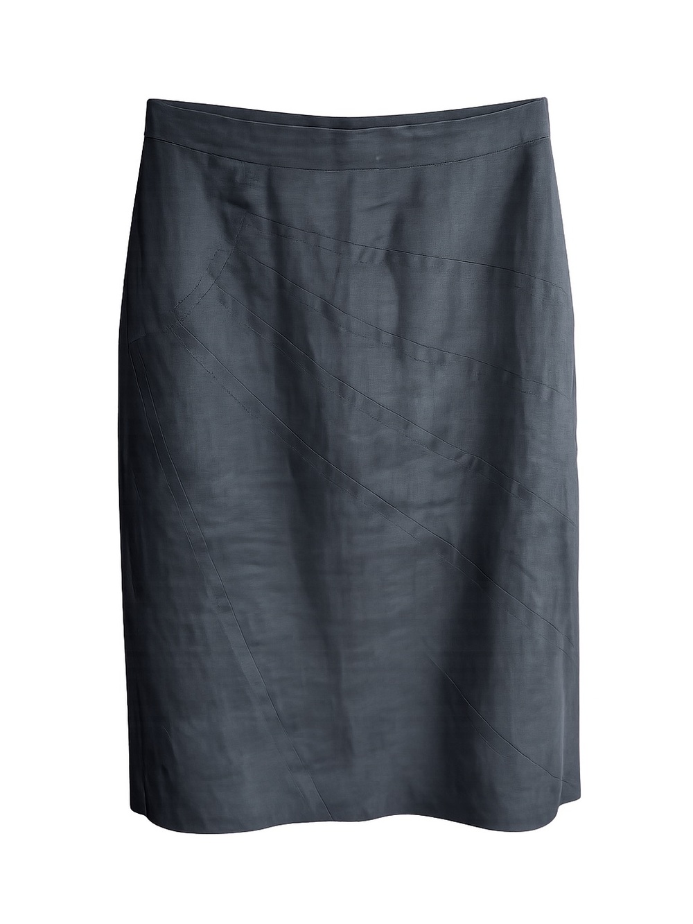 Vintage Hand-Made French Linen Pencil Skirt with Acetate Lining - Size 8 / FR 40
